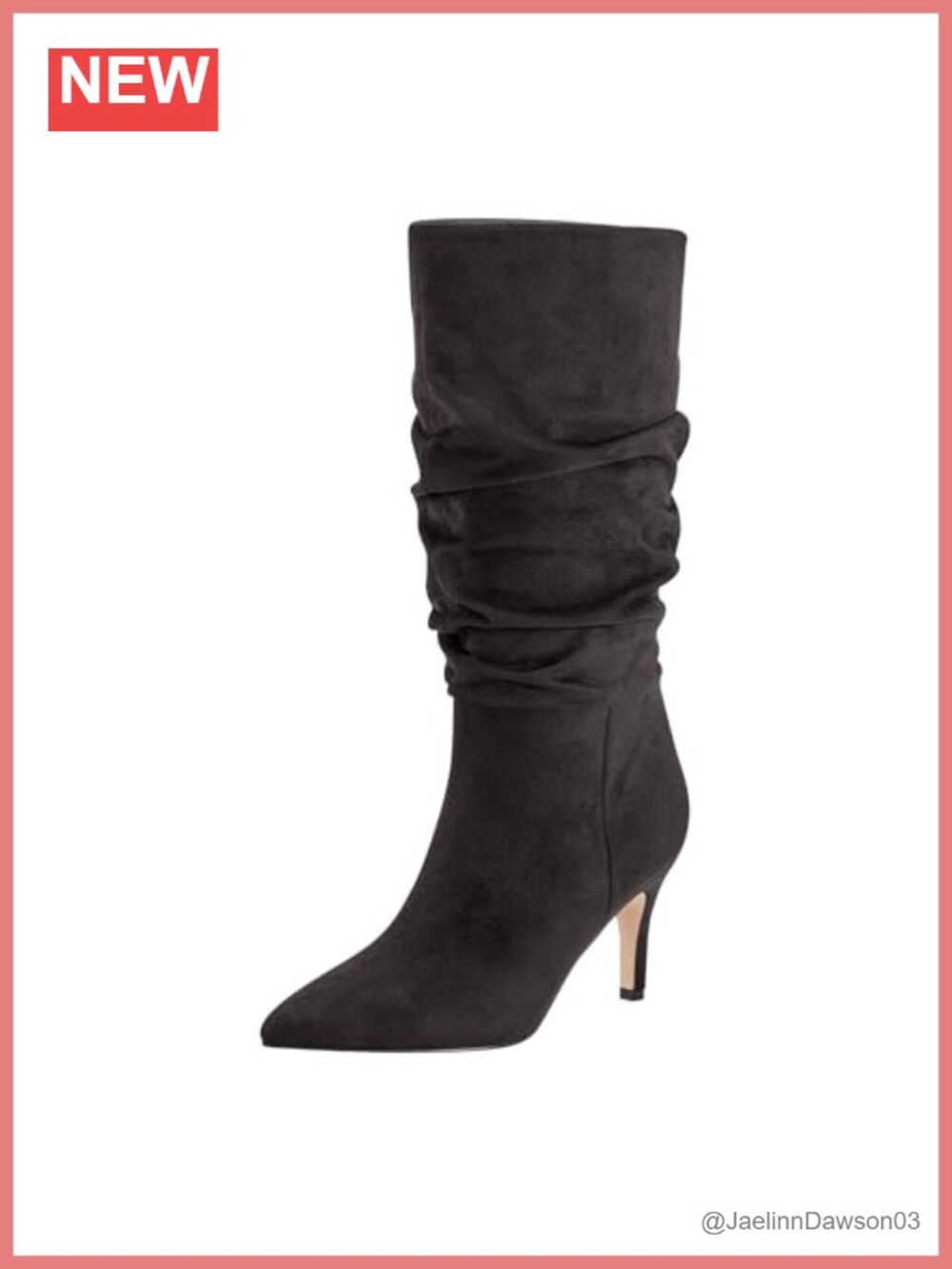 Marc Fisher Idaley Faux Suede Kitten Heel Mid-Calf Ruched Dress Boots